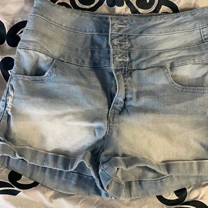 High waisted jean shorts